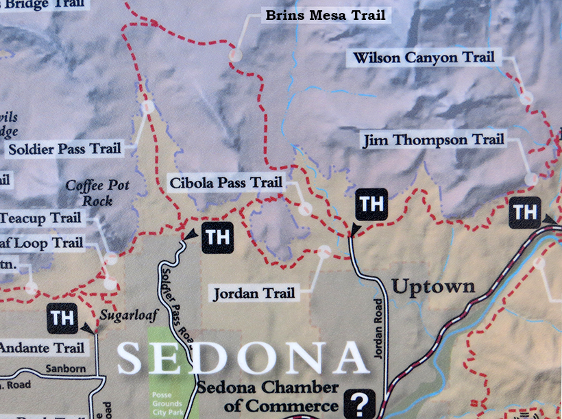 Trail Map of Soldier Pass Brins Mesa Loop
