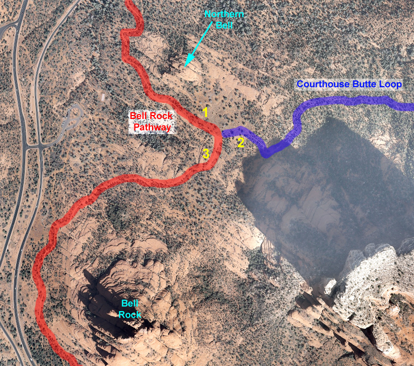 Aerial Map of the Northern Intersection of the Courhouse Butte Loop and the Bell Rock Parkway -- Sedona, AZ