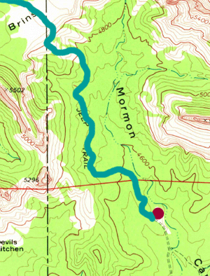 Topographic Map of Eastern Section of Brins Mesa Trail.