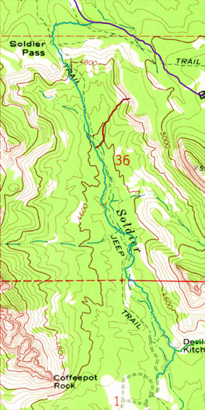 Topographic Map of Soldier Pass Trail
