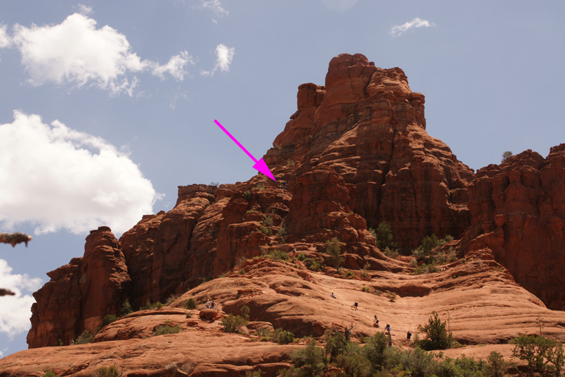 View of the Slide at the Top of Bell Rock and a Lower Spire which Some Climbers Scale