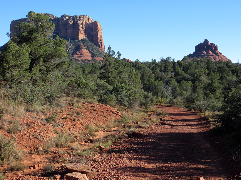 Courthouse Butte and Bell Rock seen while hiking on Bell Rock Pathway