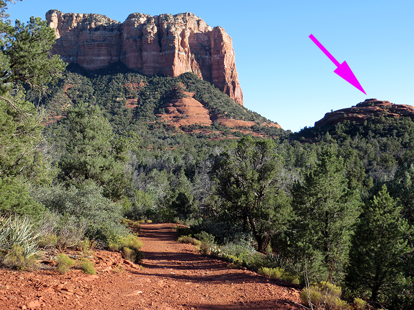 Courthouse Butte, with Picture's Arrow Pointing to Baby Bell (Northern Bell)