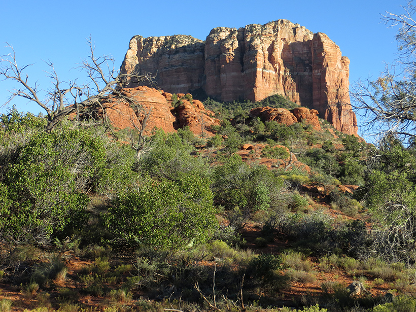 Nothern Bell rock can be seen in front of Courthouse Butte