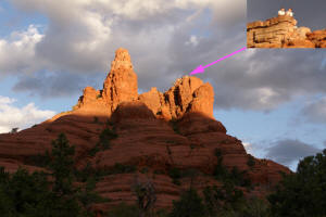 Hikers on the top of the Southwest Bell Rock Spire