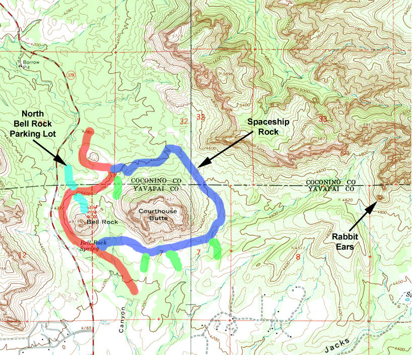 Topographic Map showing Courthouse Butte Loop Trail