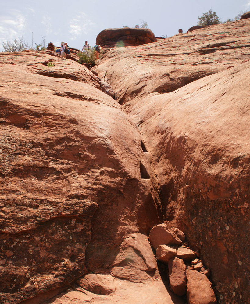 Looking Up From the Base of the Crevice - Middle Section of Cathedral Rock Trail
