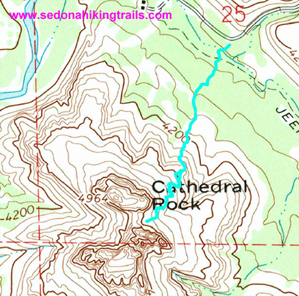 Topographic and Aerial Map of Cathedral Rock